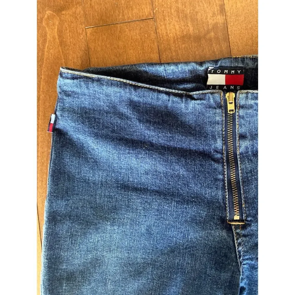 Vintage Tommy Jeans Luy Luy stretch blue high waist zip front no waist jeans XS